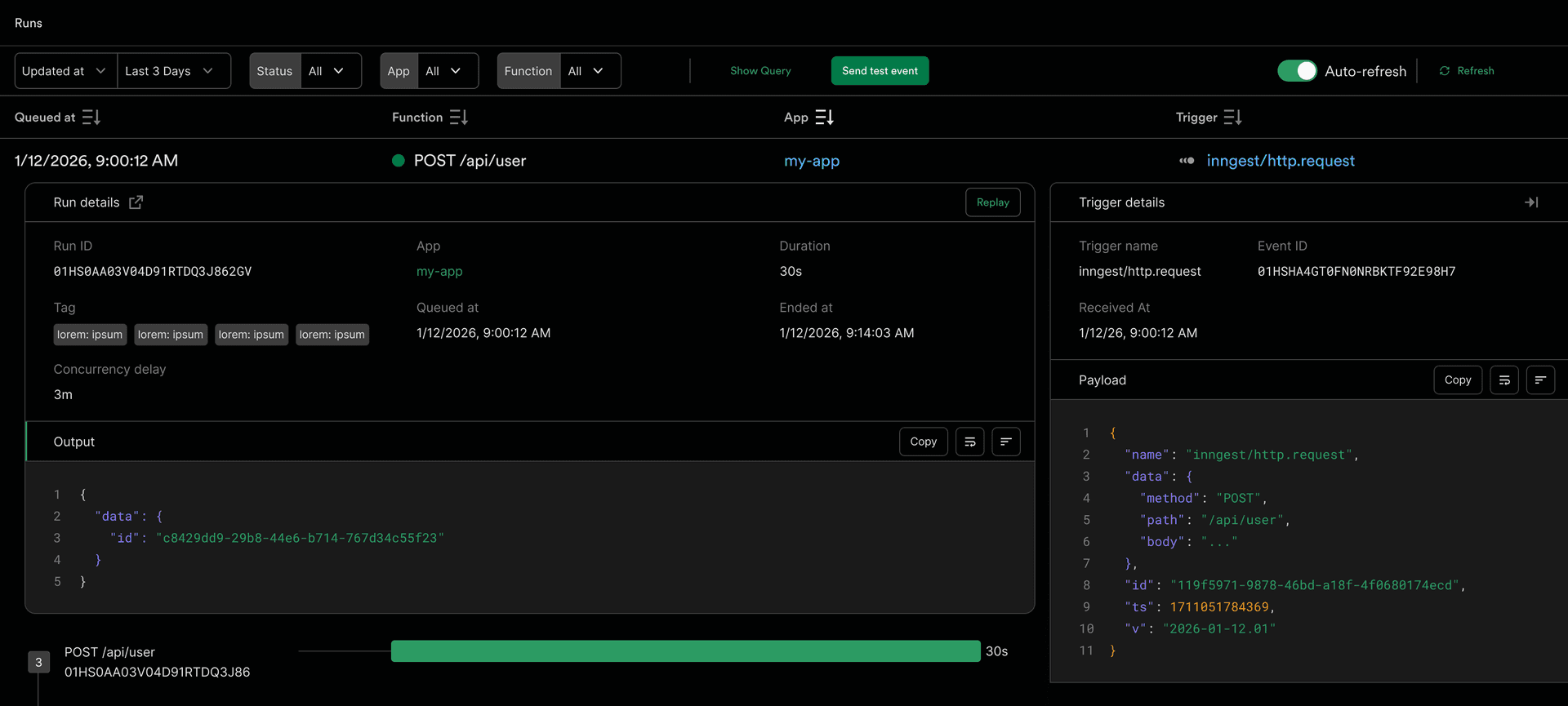 Illustration showing API response timings